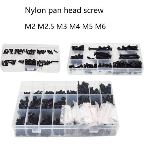 Metric Thread Black Nylon Pan Head Cross Screw Flat Head Machine Screw Assortment KitsM2 M2.5 M3 M4 M5 M6