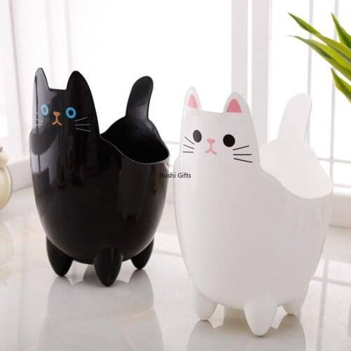 Cute Cat Thickening Storage Bucket Sundries Stationery Small Items Cartoon Storage Desktop Trash Can Small Creative Furniture