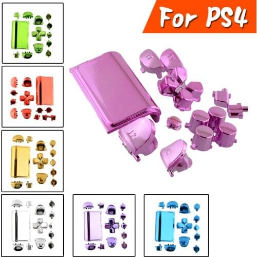 Fashion Full Buttons Mod Kits Set Chrome Gold For Playstation 4 for PS4 Controller Joystick Video Game Accessories 7 colors