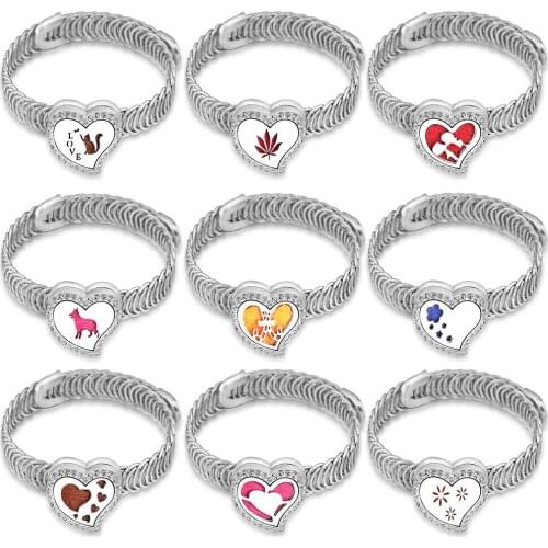 Fashion Aroma Essential Oil Diffuser Bracelet Heart Shape Stainless Steel Perfume Locket Tree of Life Bracelet For Women Jewelry