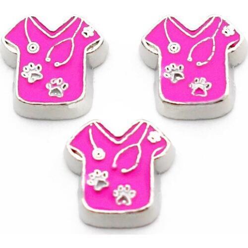 Newest 10pcs/lot Metal Enamel Woman Doctor Uniform Floating Charms For Women Living Glass Lockets Necklace Bracelet DIY Jewelry