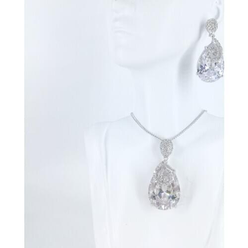 2019 new fashion red purple crystal CZ zircon necklace earrings party jewelry wedding bride dressing banquet formal jewelry