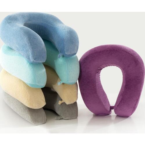 Beaked orthopedic U shape memory Latex velvet neck pillow for message/travel/plane/rest