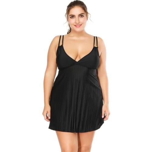 Pleated Two Piece Swimsuit Wire Free with Pad Biquinis Feminino 2019 Tankini Swimsuits Women Bikini Plus Size Swimwear Bathing