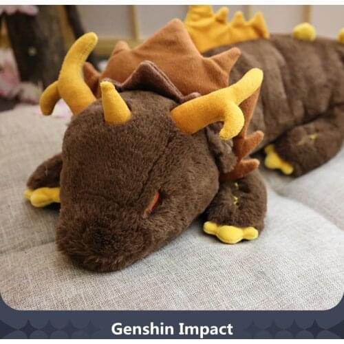 64cm Cosplay Game Genshin Impact Rock King Pillow Zhong Li Plush Dragon Doll Anime Pillow Stuffed Toy Fans Xmas Gifts Dragon