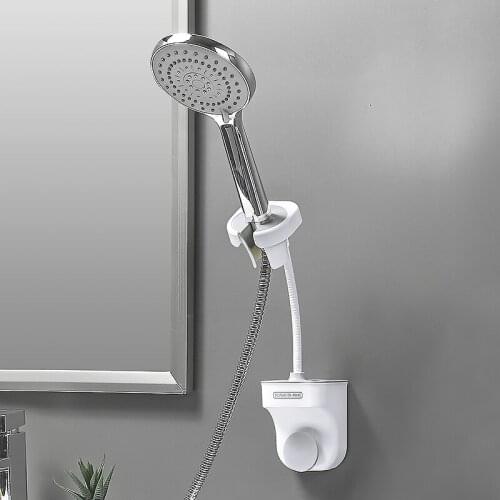 Adjustable Shower Bracket Bathroom Accessories Sets Multifunction Punch-Free No Trace Drain Shower Head Holder Storage Shelf