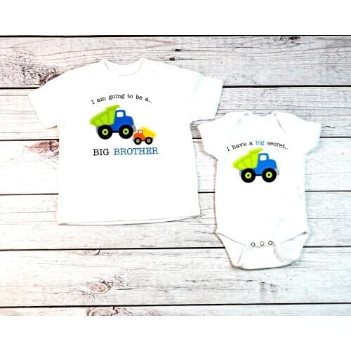 Big Brother Shirt little brother bodysuit Dump Truck brother matching outfits siblings matching shirts