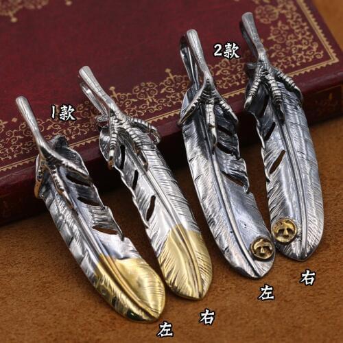 S925 Sterling Silver Retro Thai Silver Takahashi Goro Handmade Eagle Claw Feather Male And Female Pendants