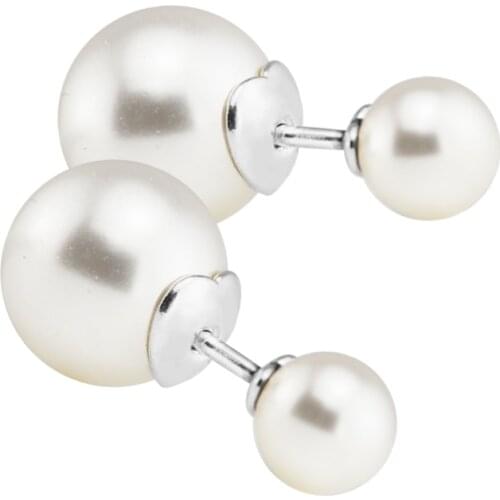 100% Sterling-Silver-Jewelry Luminous Stud Earrings with White Crystal Pearl 100% 925 Silver Jewelry Free Shipping