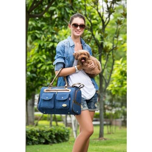 Blue Denim Fashion Pet Dogs Carrier Bag Fashion Small Puppy Dogs Bag