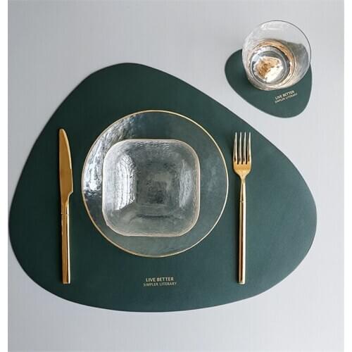 Tableware Pad Placemat Dining Table Mat Pu Leather Heat Insulation Non-slip Nordic Style Luxurious Placemats Coaster Placemat