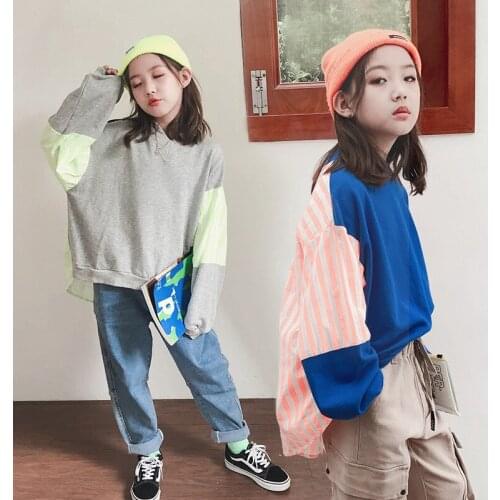 Girls' Sweatshirts Babys Kids Coat 2021 Splicing Spring Autumn Top Toddler Pullover Beach Overcoat Outdoor Cotton Childrens Cl