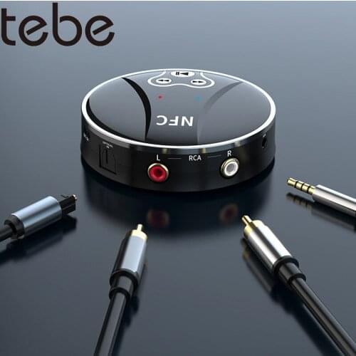 Tebe NFC Bluetooth 5.0 RCA Receiver Transmitter Wireless Stereo Audio Adapter with L/R 3.5mm Jack Aux Optical For TV Speaker Car