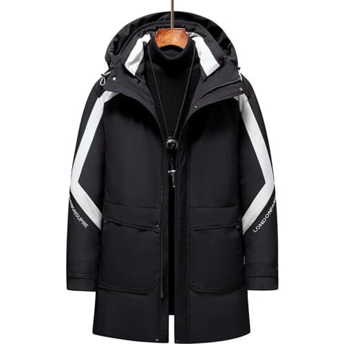 Warm Down Jackets Men Winter Thick Velvet Windproof Down Coats Brand Male Waterproof Jackets Patchwork Long Parkas Big Pocket