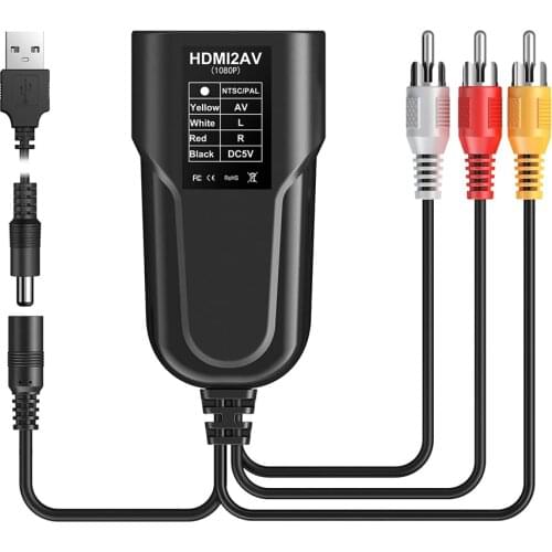 WIISTAR HD 1080P for HDMI-compatible AV/RCA CVBS Adapter Mini for HDMI2AV Hdmi-compatible to AV(CVBS) For PS3/PC/VCR/NTSC
