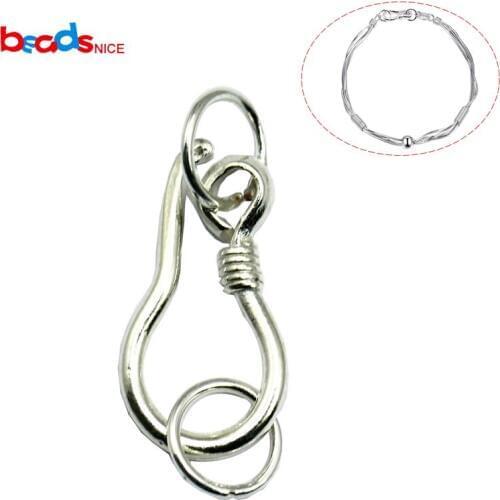 Beadsnice wholesale hook and eye clasp 925 silver jewelry 18x10mm ring 7x0.8mm handmade findings for necklace women ID30879