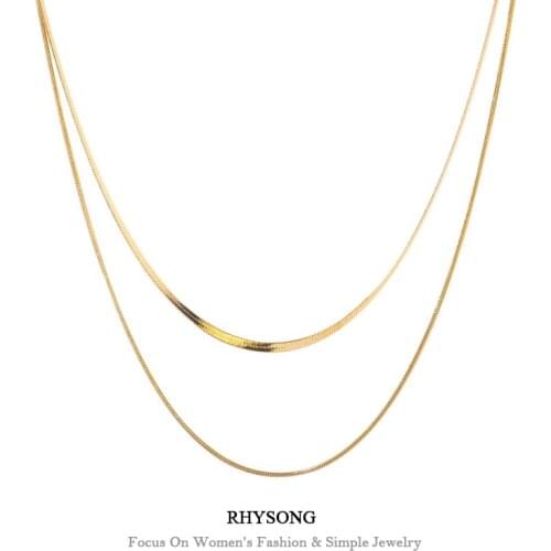 Rhysong Vintage Double Layered Snake Bone Women Necklace Simple Female Trendy Personality Clavicle Chain Without Pendant XL163