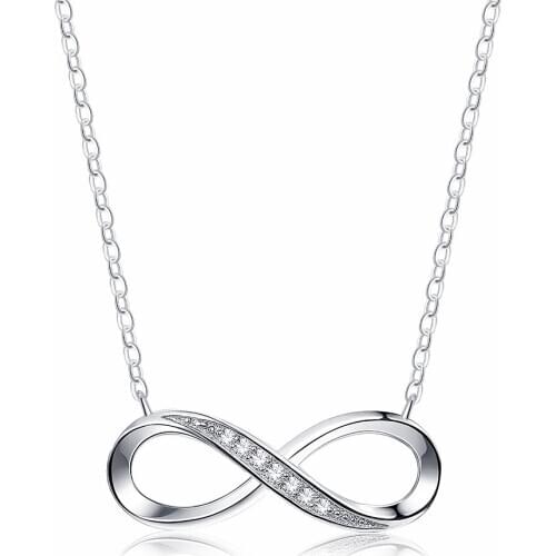 ZEMIOR 925 Sterling Silver Necklace Infinite Love Womens Adjustable Friendship Necklace Wedding Creative Gift Pendant Chain