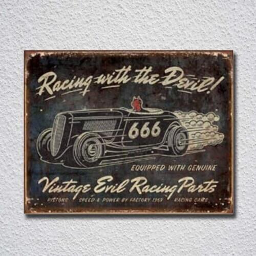 Vintage Evil Racing Tin Sign Metal Sign Metal Poster Metal Decor Metal Painting Wall Sticker Wall Sign Wall Decor