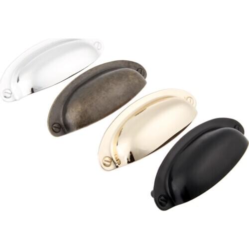 1set 108mm*40mm Shell Pull Handle Antique Bronze/Gold/Silver/Black Vintage Knob screw Furniture Hardware Cabinet Drawer Door