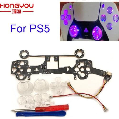 10sets For PS5 wireless game controller modified LED light color light-emitting board with rocker joystick cross key ABXY
