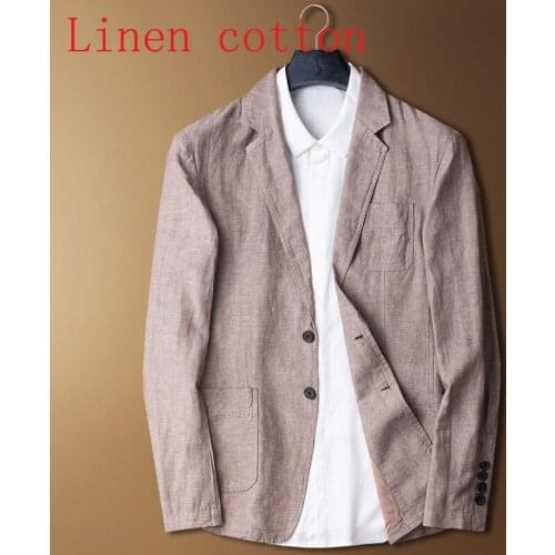 2021 classic High Quality Linen Cotton Men Spring Youth Fashion Casual Thin Single Breasted Coat Plus Size MLXL2XL3XL4XL