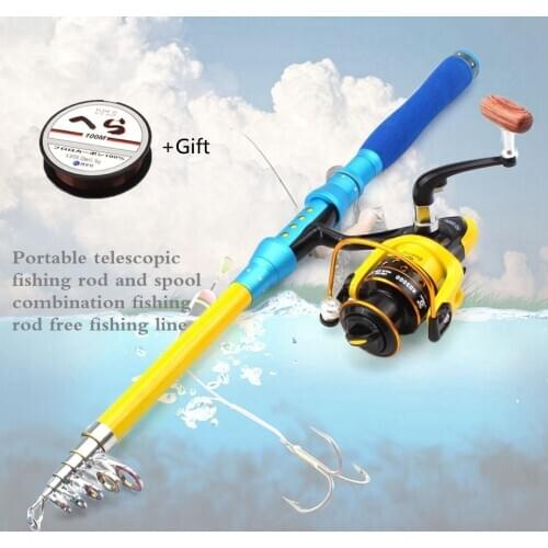 Promotion! 1.8M-3.0M Fishing Rod Portable Travel Spinning Rod and Spinning reel set carp pole for Fresh Salt Water line gift