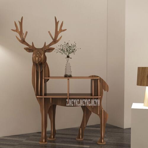 S/M Large Book Rack Bookcase Display Storage Furniture for CDs Movies Books Animal Deer Display Bookrack Wooden Bookcase Shelves
