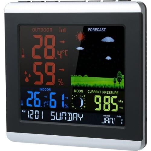 Wireless LCD Weather Forecast Clock Indoor Outdoor Thermometer Hygrometer Barometer Air Pressure Alarm Clock Calendar Function