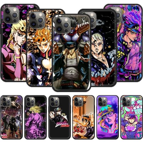 Phone Case For iPhone 11 12 Pro XS Max 8 7 Plus X XR Silicone Soft TPU Black Shell Back Cover Coque Anime JoJo Bizarre Adventure