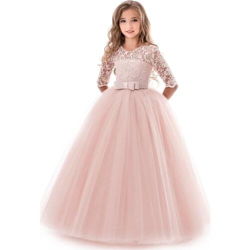 Children Princess Dresses Flower Girl Wedding Bridesmaid Kids Birthday Party Dress Lace Formal Ball Gown Clothing 10 To 12 Years