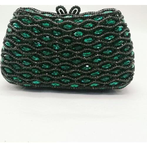 Women Green AB Silver Color Crystal Clutch Bag Evening Bags Purses For Wedding Party Rhinestone Handbags Dinner Minaudiere Bag