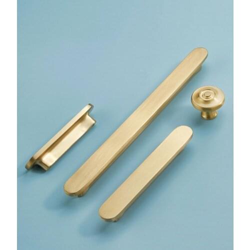 Brass Kitchen Cabinet Handle Furniture Door Handle and Knobs For Bedroom Wardrobe Drawer Pulls Dresser Handles Gold Furniture