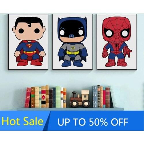 Cartoon Superheroes Wall Art Canvas Print Painting Spiderman Marvel Poster Nordic Children Living Room Decoration Home Decor