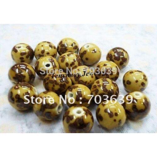 Wholesale 100pcs 16mm Fashion Leopard Printed Ceramic Beads For DIY Free Shipping