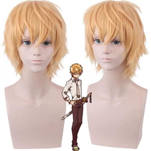 Anime Toilet-bound Hanako-kun Minamoto Kou Wig Cosplay Wig Role Play Short Khaki 35cm