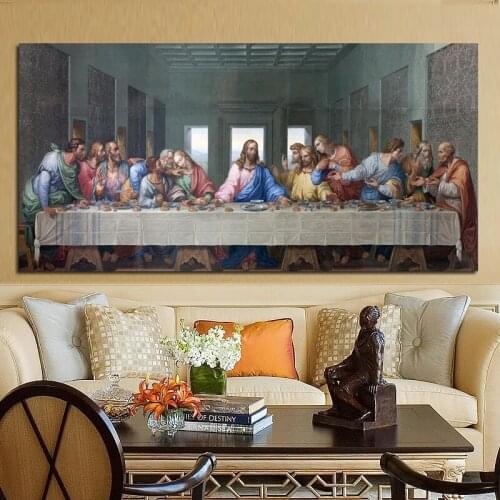 Leonardo Da Vincis The Last Supper Posters and Print Wall Art Canvas Painting Famous Painting Art for Living Room Cuadros Decor