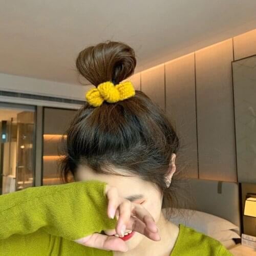 Simple Girl Wool Bow Hair Rope Headband Korean Simple Ins Hair Accessories Headdress Mori Hair Band