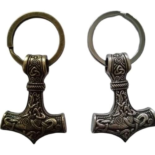 Dropshipping Keychain Charm Thor hammer Mjolnir Viking Amulet Hammer Scandinavian Keychain Norse Jewelry viking Keychain Men Gif