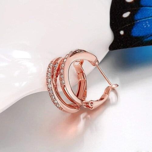 Real 925 Silver Hoop Earrings for Women Round Circle Earring Rose Gold Color Piercing Earings Jewelry Gift pendientes