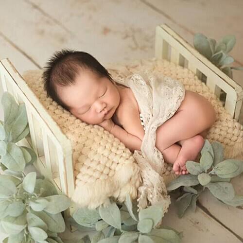 Newborn Photography Props Blanket Basket Stuffer Knitted Wool Wrap Blanket For New Baby Photo Shoot