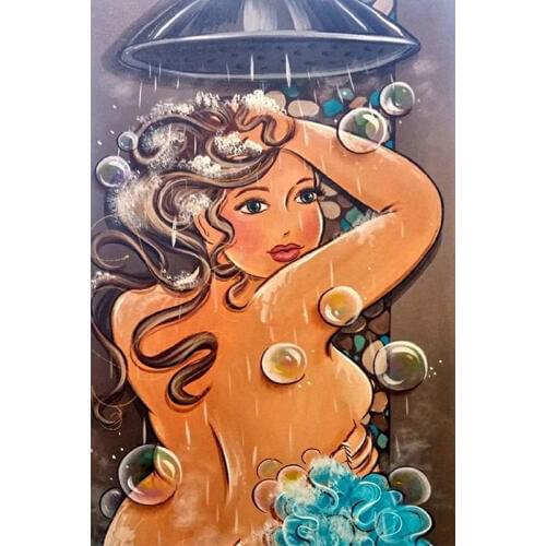 SHANSHIYOUPIN Full Round Drill 5D DIY Diamond Painting "Cartoon fat Shower Woman" 3D Embroidery Cross Stitch Mosaic Home Decor