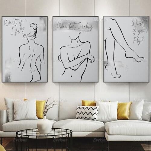 Nordic Female Grey Line Abstract Wall Art Canvas Painting Woman Poster Print Wall Picture for Living Room Home Decoration Modern
