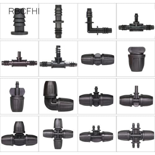 Garden Irrigation Hose Sprinkler Connector Double Barb Tee Elbow Eng Plug Water Pipe Joint 8/11 Hose Lock Watering Fitting