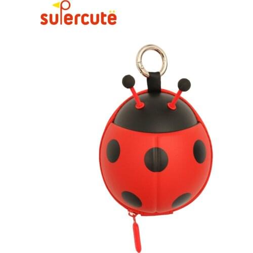 SUPERCUTE mini cute Ladybug storage bag for kids 3D cartoon Ladybug shape key case coin/card holder purse gifts for kids