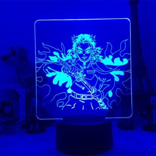 Rengoku Kyoujurou Figure Led Night Light 3d Lamp for Kids Bedroom Decor Nightlight Child Desk Gift Kimetsu no Yaiba Mugen Train