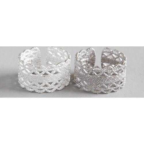 WYJZY Korean version of the openwork pattern sterling silver opening ring for women fashion ladies clothing with joint ring