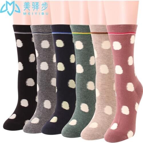 Winter Lovely Dot Womens Socks 12 Pairs Per Set Sweat Absorption Cartoon Cotton Socks Manufacturers