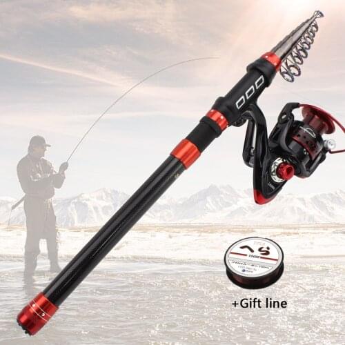 1.8M-3.6M Rod Reel Combos Spinning Rod And Reel Combo Telescopic Fishing Rod Metal Spool Fishing Reel Set support boat pole