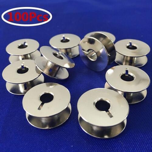 100Pcs Metal "L" Bobbins - Sewing machine metal bobbins (55623S) fit Singer Brother Janome Bernina Alphasew + more AA7260-2